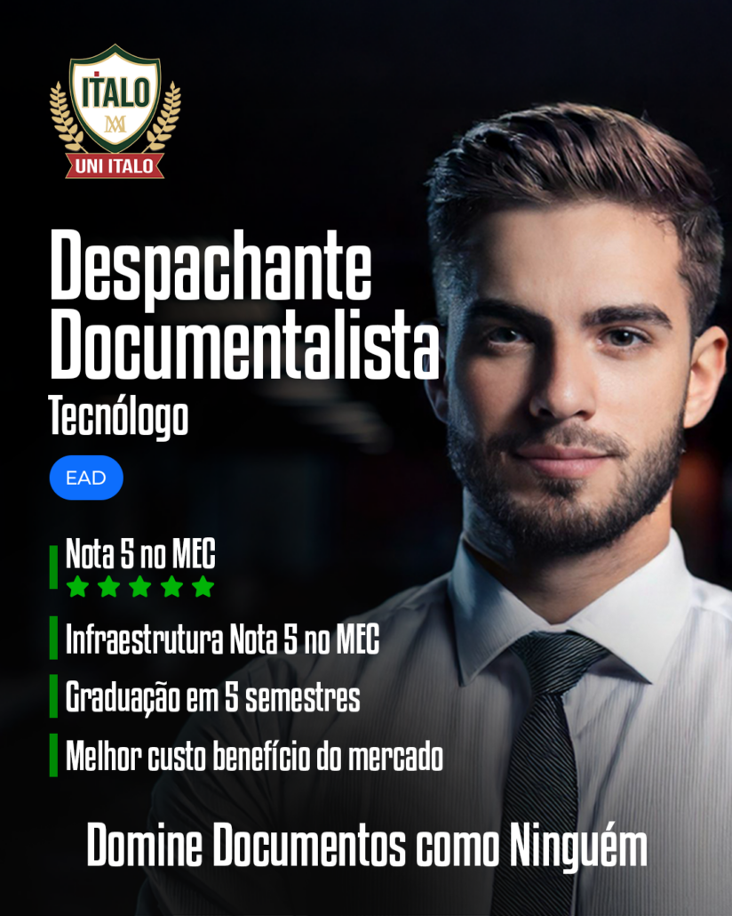 📢 Parceria de Sucesso!
O Sindicato dos Despachantes Documentalistas do Estado de São Paulo tem o orgulho de anunciar sua parceria com o Centro Universitário Católico Ítalo Brasileiro (UniÍtalo).

🎓 Em conjunto, oferecemos o Curso Superior Tecnólogo em Despachante Documentalista, com duração de 2 anos e meio (5 semestres), 100% EAD, permitindo que você estude de onde estiver e no seu próprio ritmo.

✅ O curso é reconhecido pelo MEC com NOTA MÁXIMA, garantindo qualidade e excelência na formação profissional.

🚀 Quer se tornar um Despachante Documentalista e atuar com competência e reconhecimento no mercado?
Entre em contato com o Sindicato dos Despachantes Documentalistas e saiba como iniciar sua graduação!

📞 Sindicato dos Despachantes Documentalistas do Estado de São Paulo
🌐 www.sindicatodespachantes.org.br

📧 contato@sindicatodespachantes.org.br